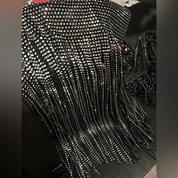 ZARA NEW WOMAN JEWEL WATERFALL DRESS WITH RHINESTONES SILVER - Picture 9 of 14